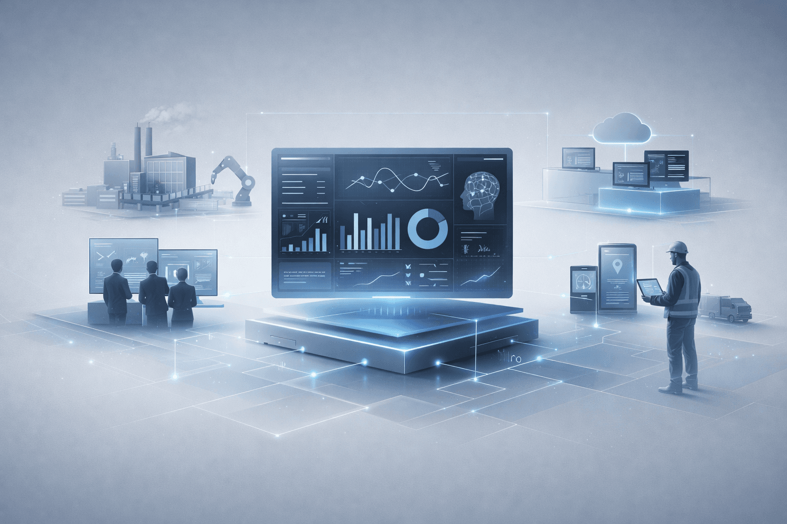 Futuristic dashboard connecting industries