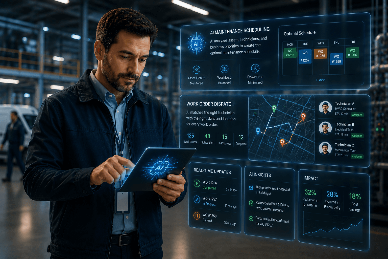 Smart Scheduling Agents: Dispatching Work Orders by Location, Skills, and Shifts